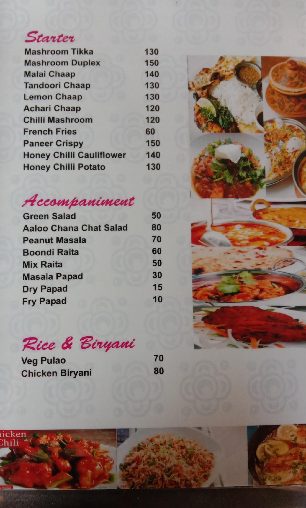 Sangam Chicken Corner menu