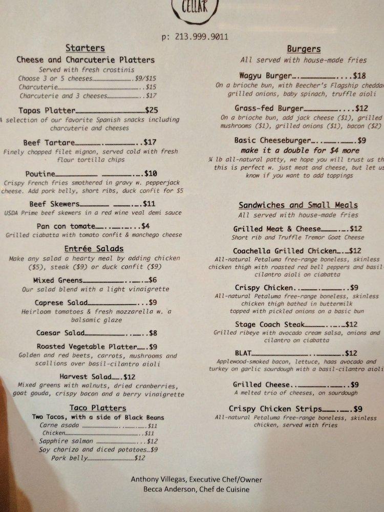 Menu at The Meat Cellar steakhouse, Claremont, 160 W Foothill Blvd