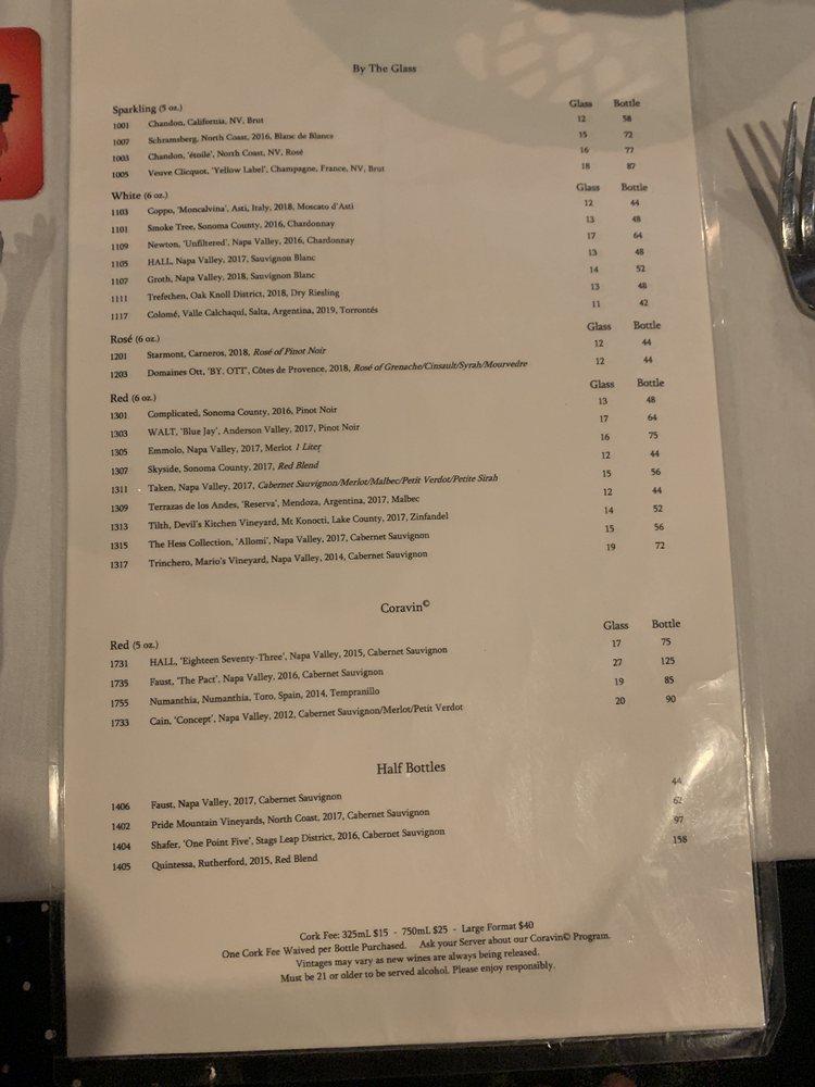 Menu at Galpão Gaucho Brazilian Steakhouse, Napa