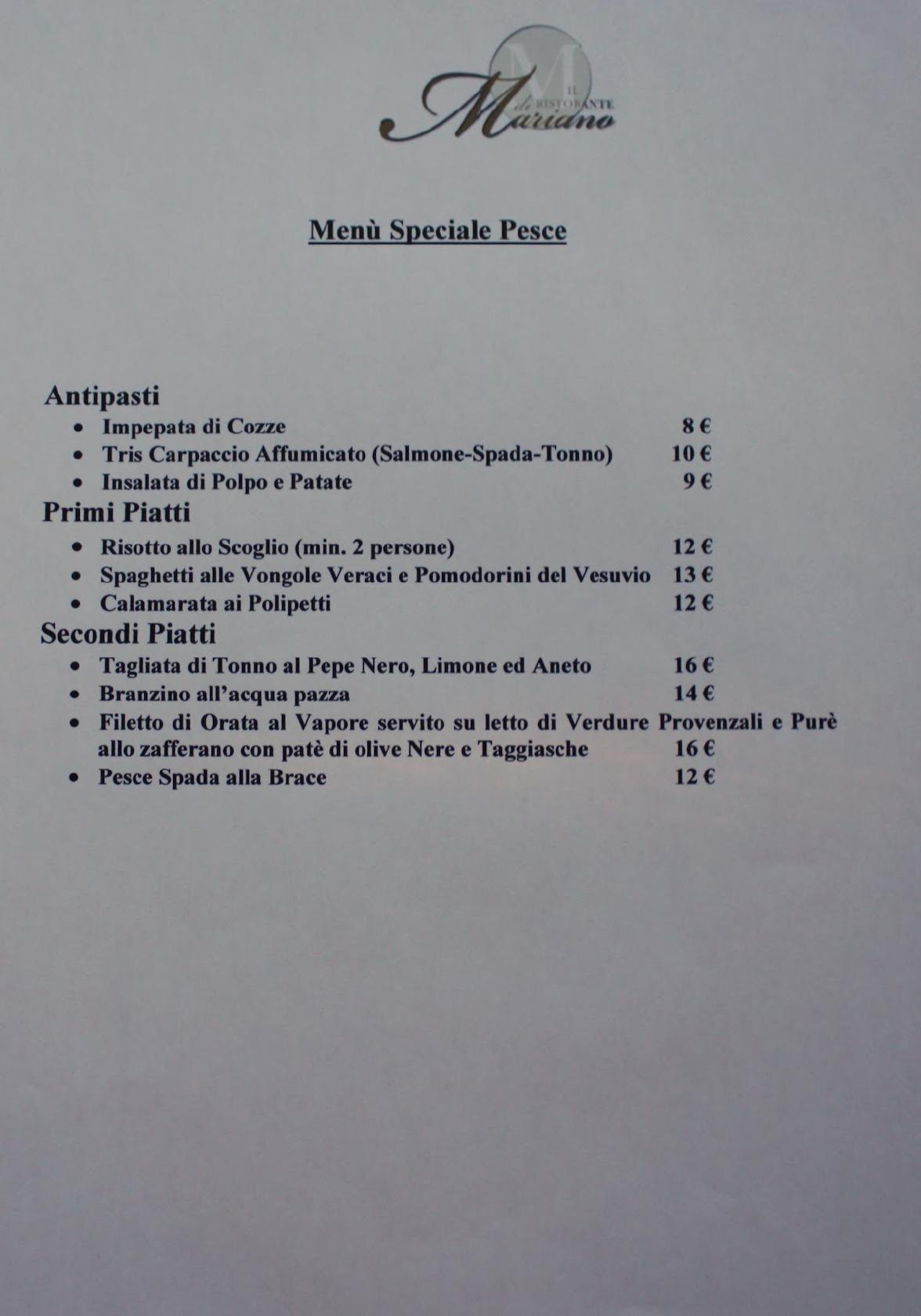 Menu da Il Ristorante di Mariano,