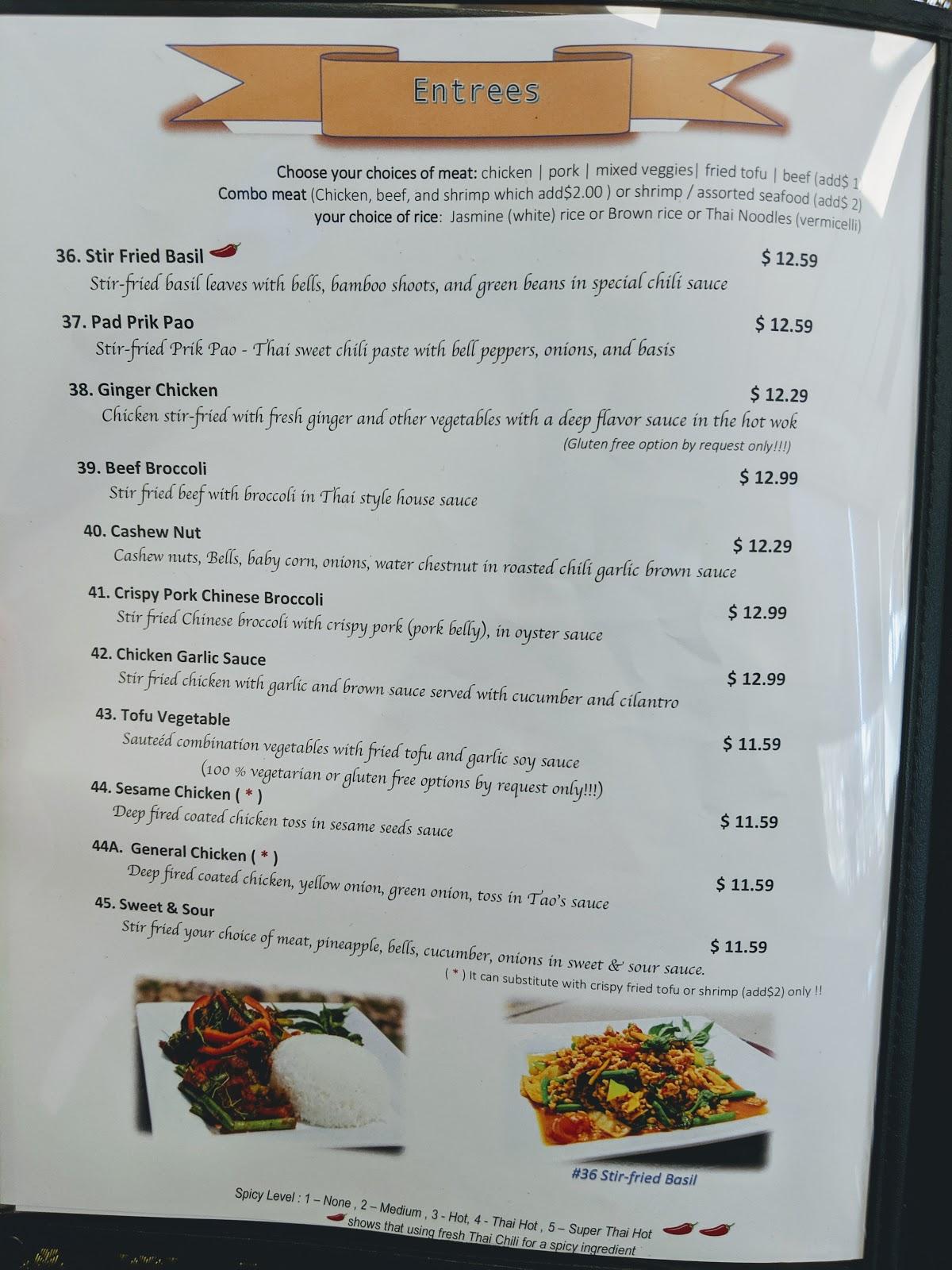 Menu at Khon Thai Restaurant, Fort Collins