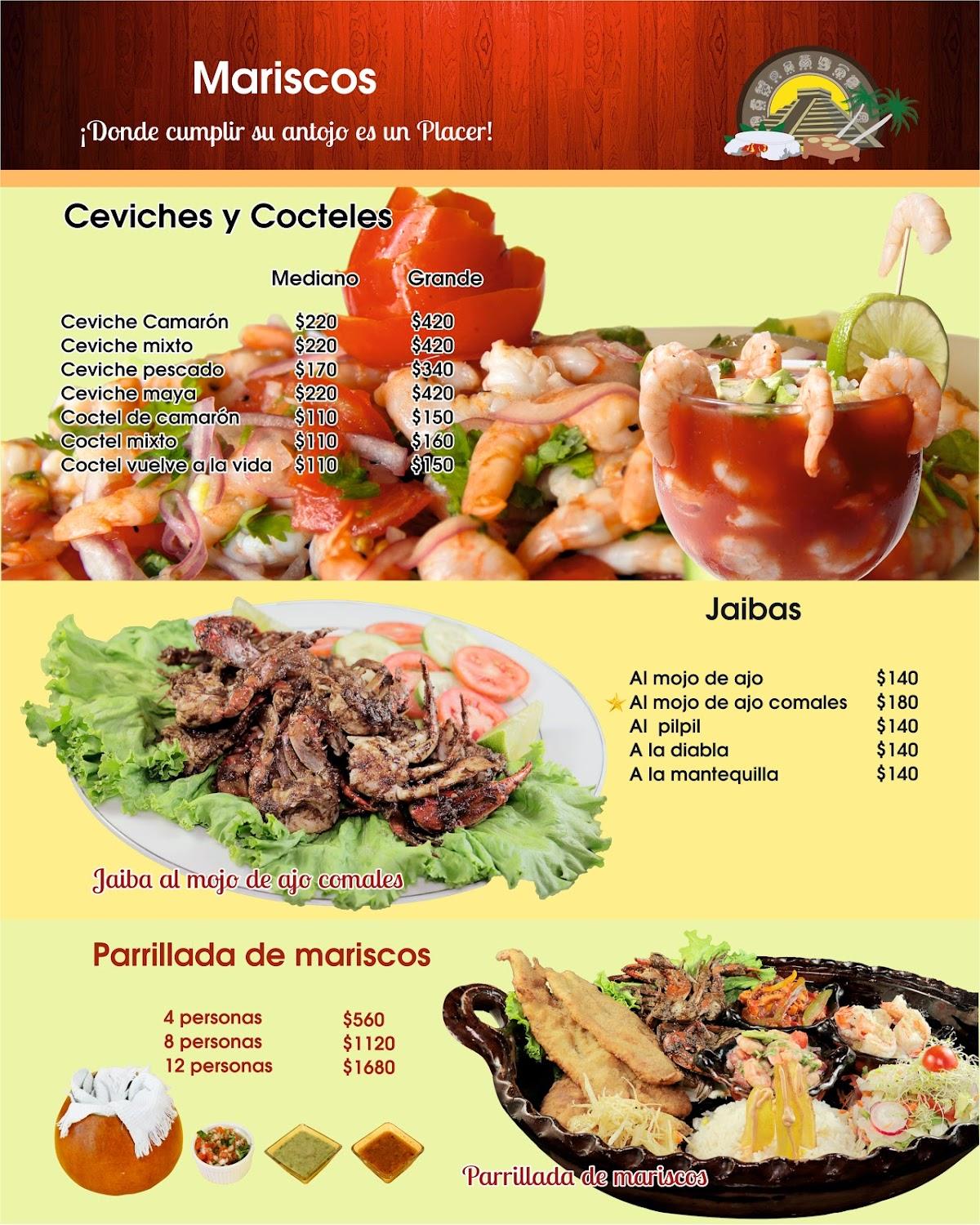 Menu at Marisqueria y Asadero Los Comales restaurant, Chetumal