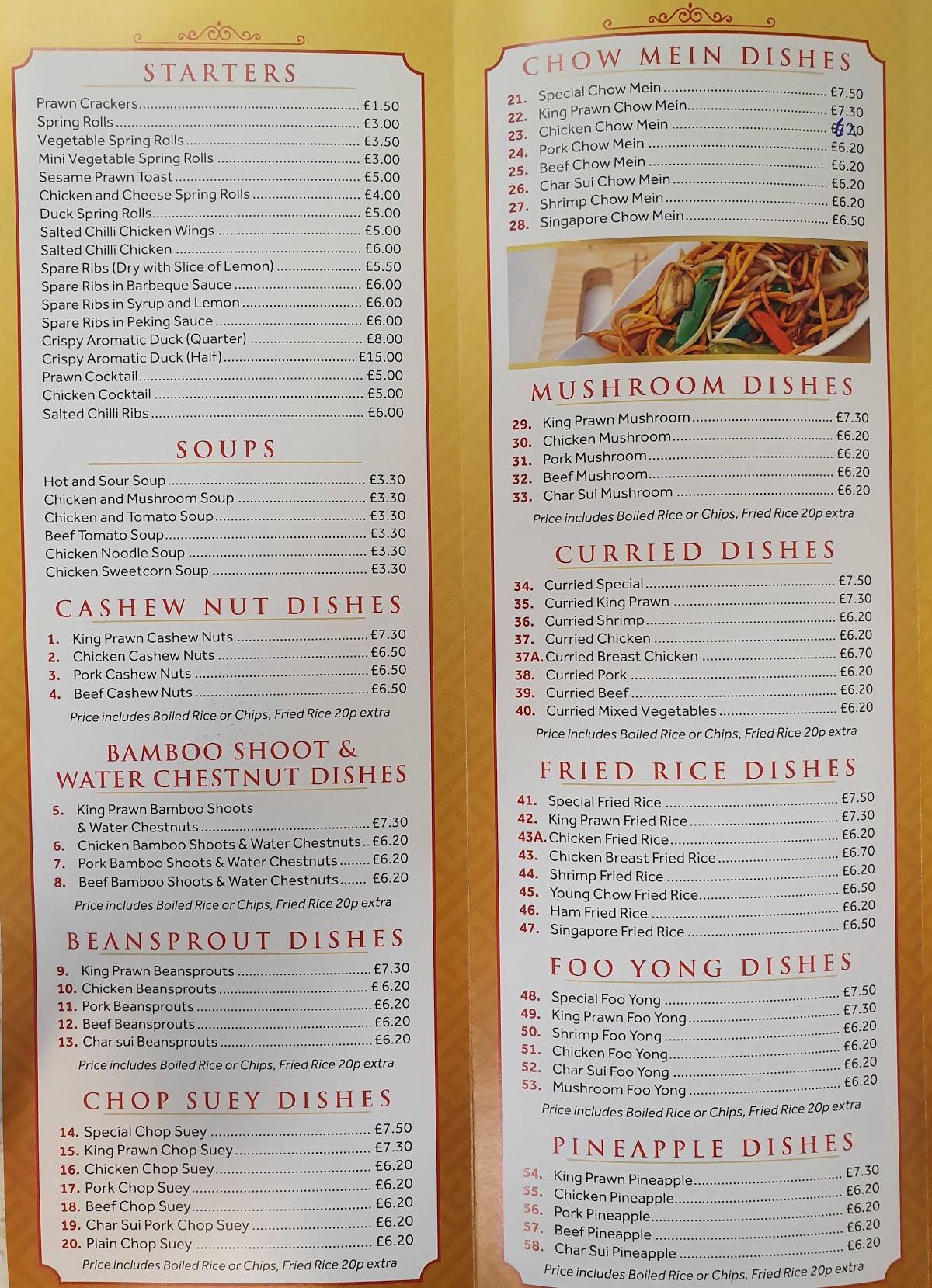 Menu at Li's Chinese Take Away fast food, Lurgan