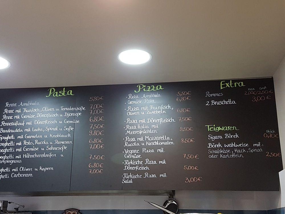 Menu at Max Döner pizzeria, Hamburg