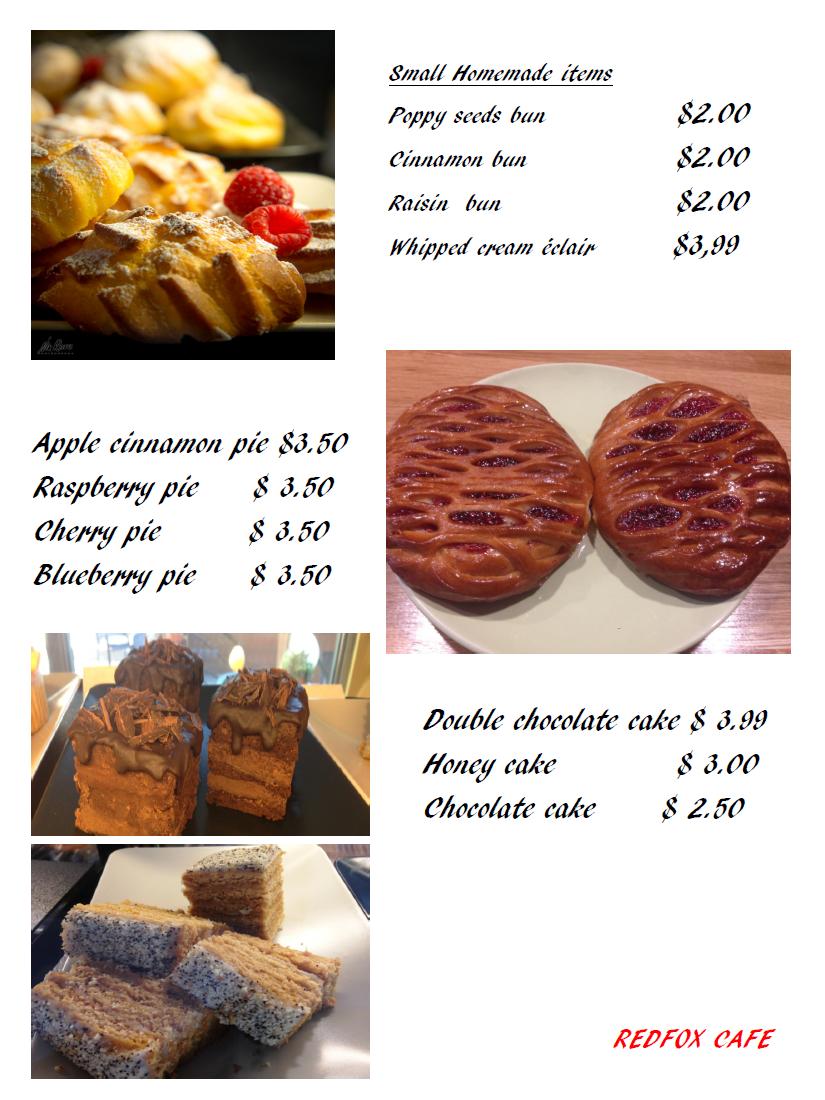 Menu at Red Fox cafe', Winnipeg
