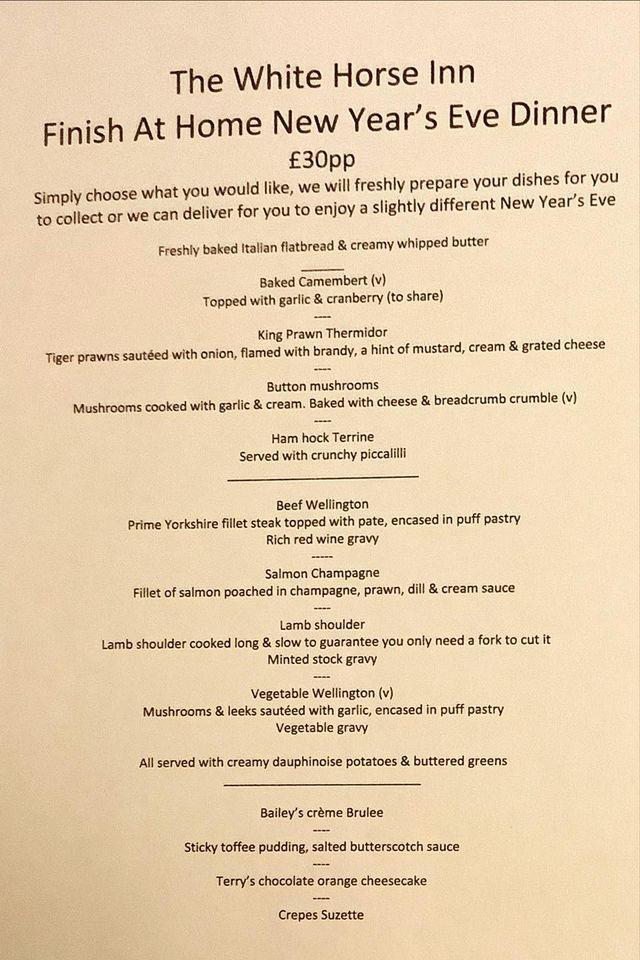 Menu at The White Horse Inn pub & bar, Auckley