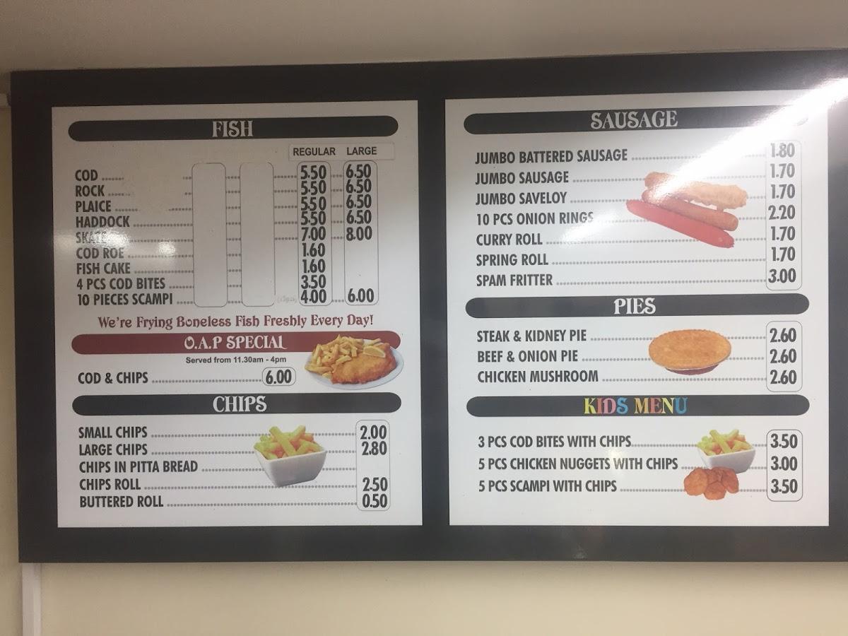 Menu at Anchor Fish and Chips fast food, Ongar