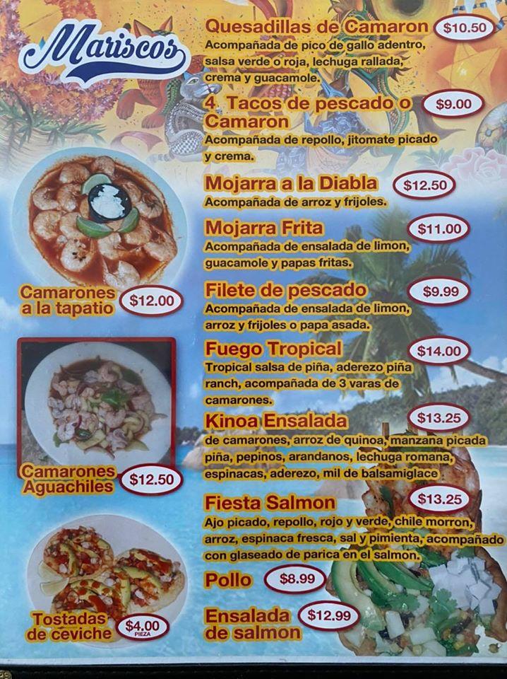 Menu at La Guelaguetza restaurant, Albuquerque