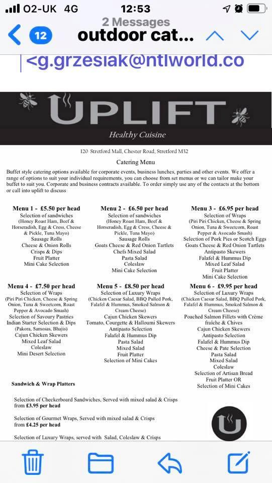 uplifted bistro menu