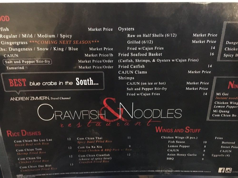 Menu at Crawfish & Noodles restaurant, Houston, Bellaire Blvd 990