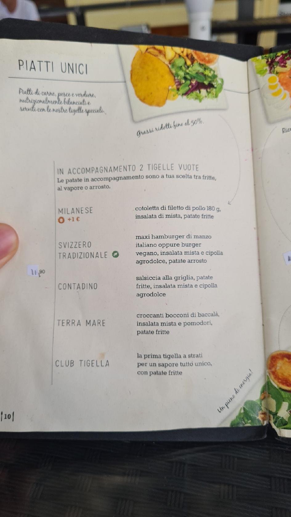 Menu au Dripper fast food, Modène