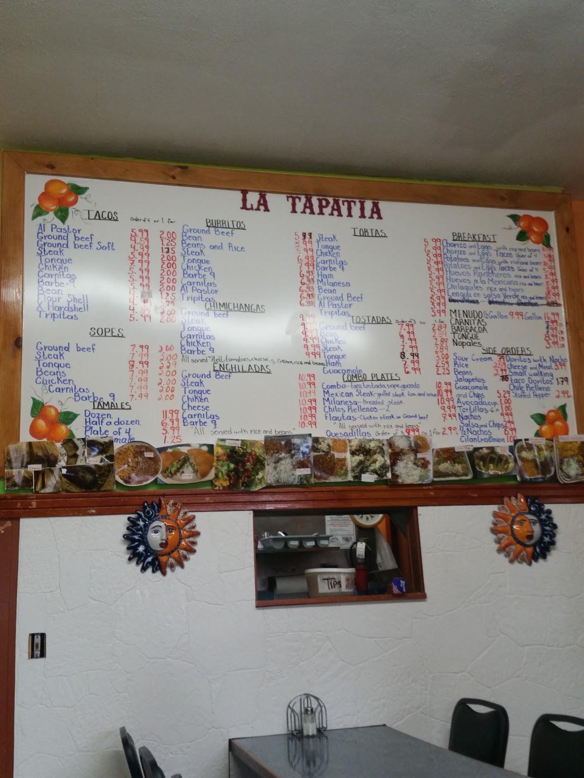 Menu at Lá Tapatia restaurant, Racine, Mead St