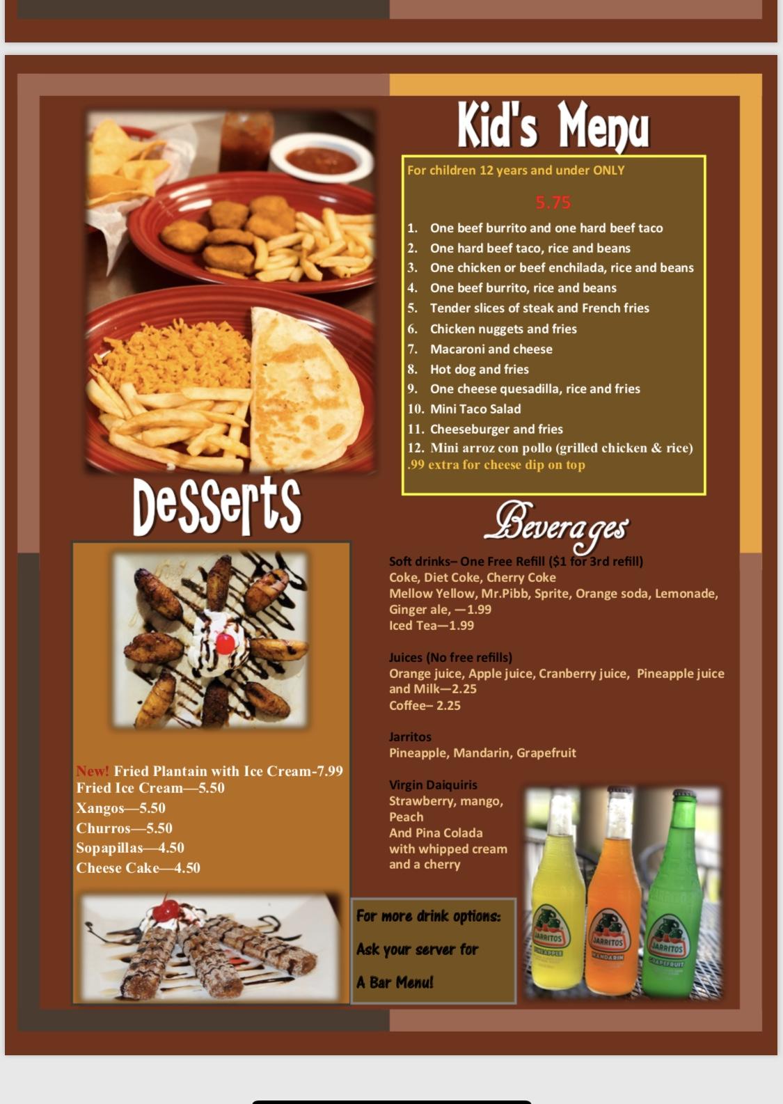 Menu at Rodeo’s Mexican Grill restaurant, Dillwyn