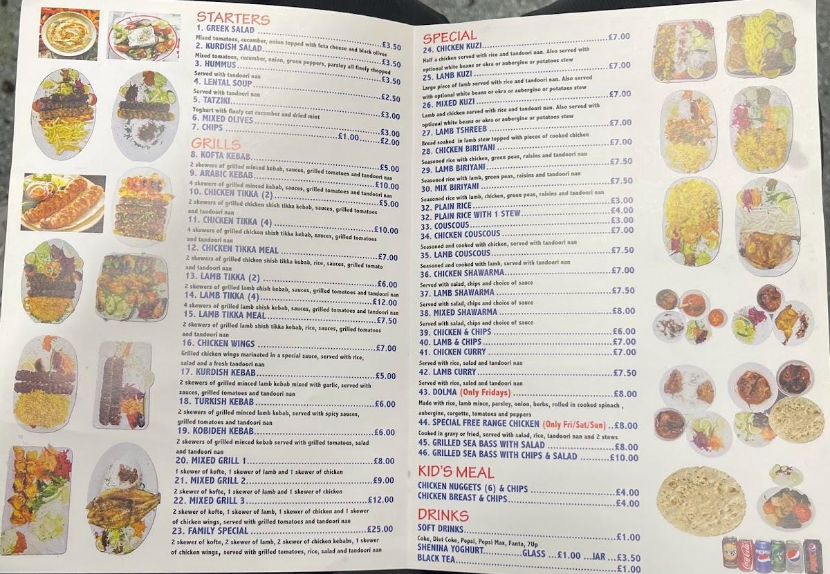 Menu at Zaitoon Restaurant, Sheffield