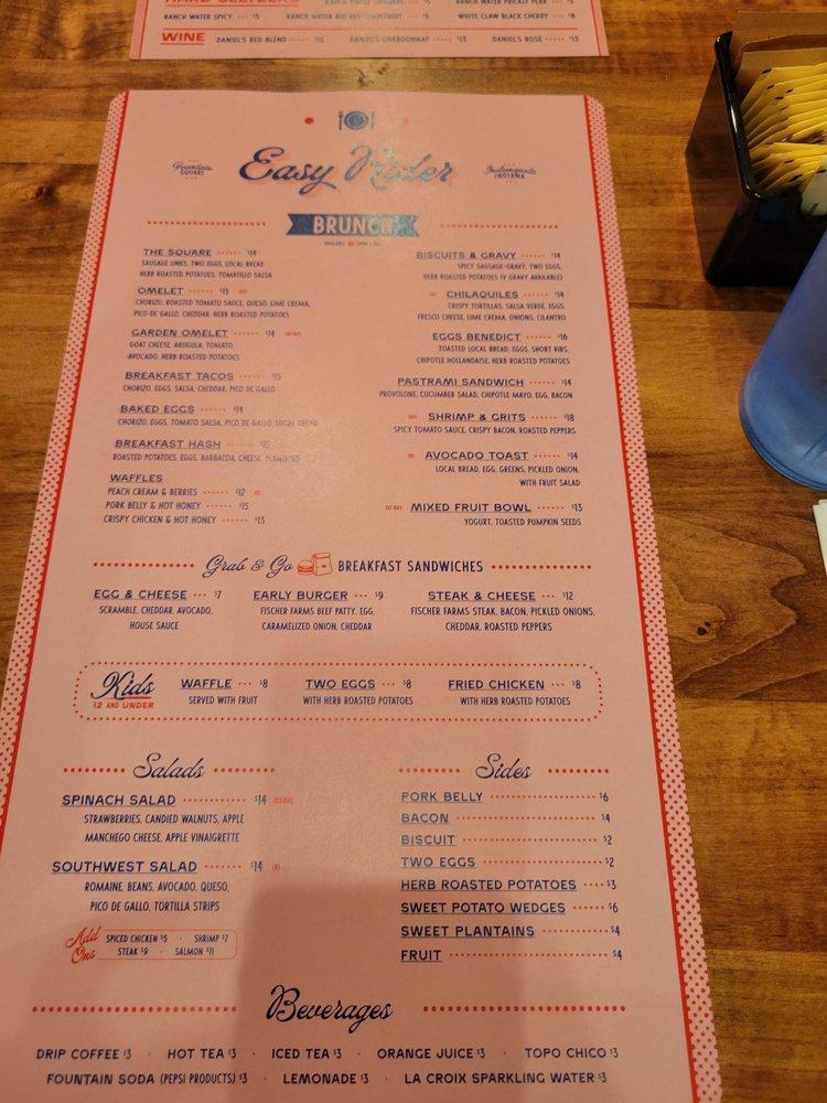 Menu at Easy Rider Diner restaurant, Indianapolis