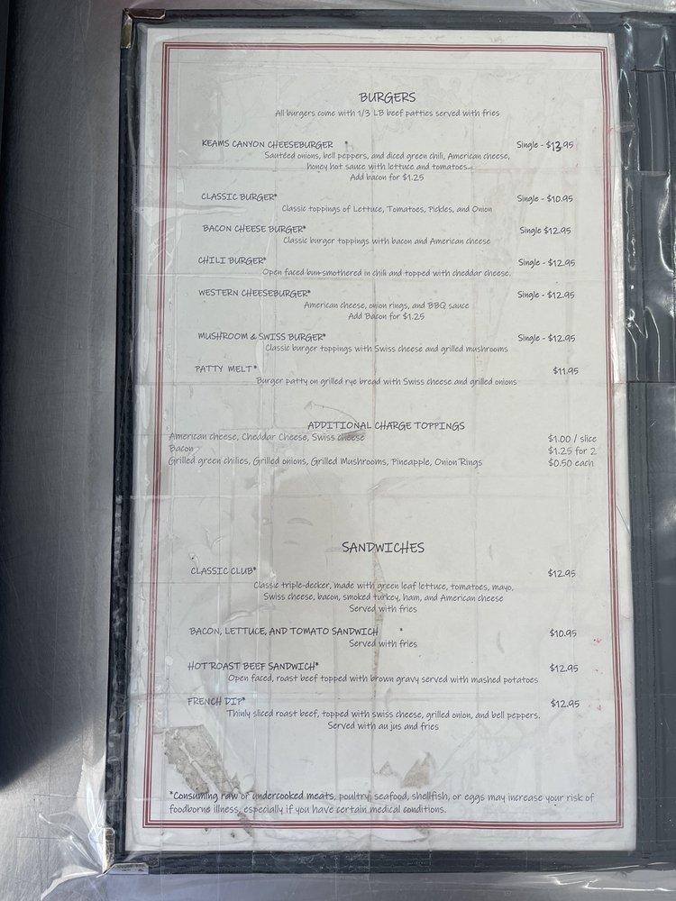 Menu at Keams Canyon Cafe, Keams Canyon, 403 AZ264 Suite B