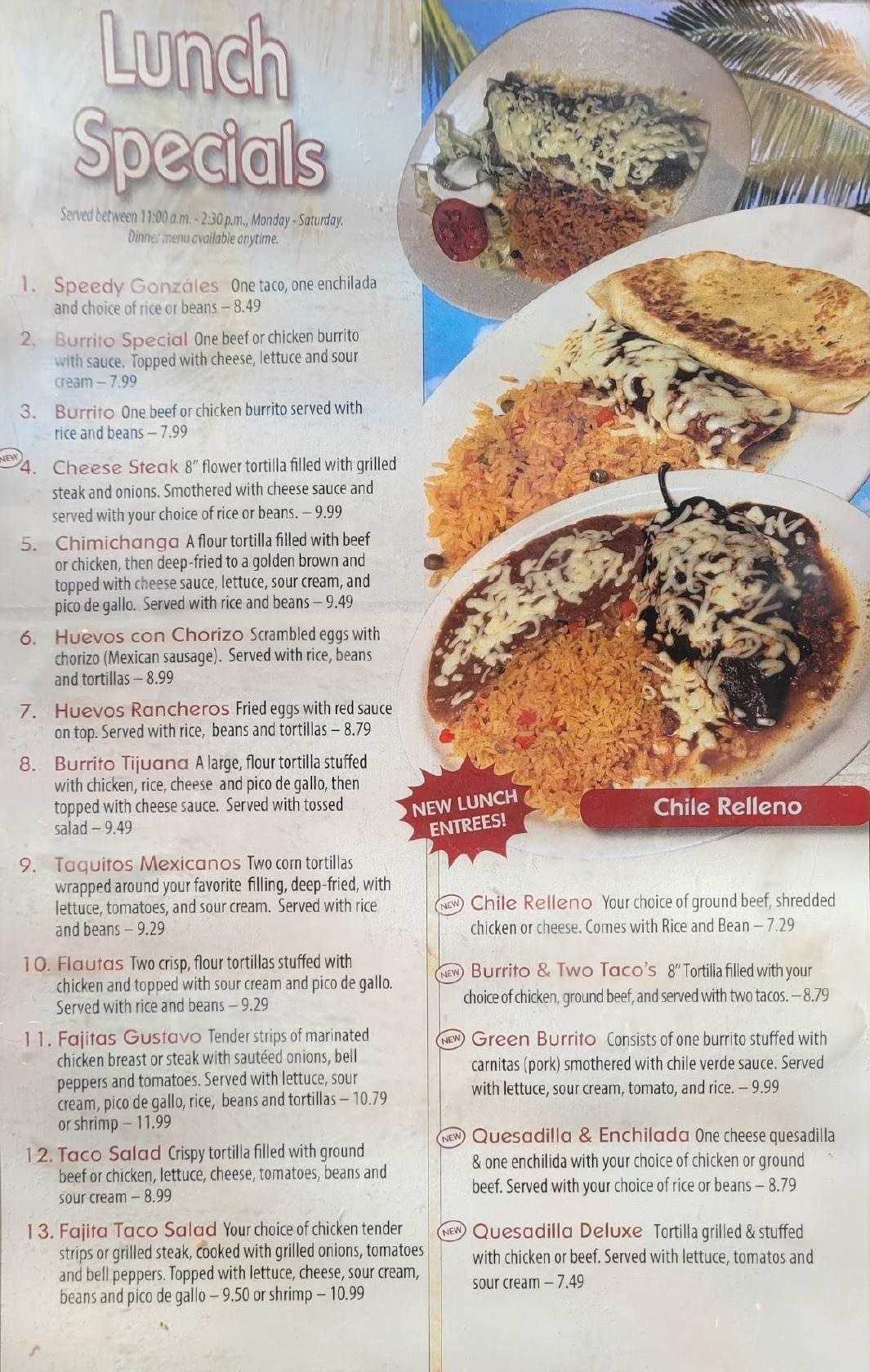 Menu at La Palma Mexican Restaurant Urbana, Urbana