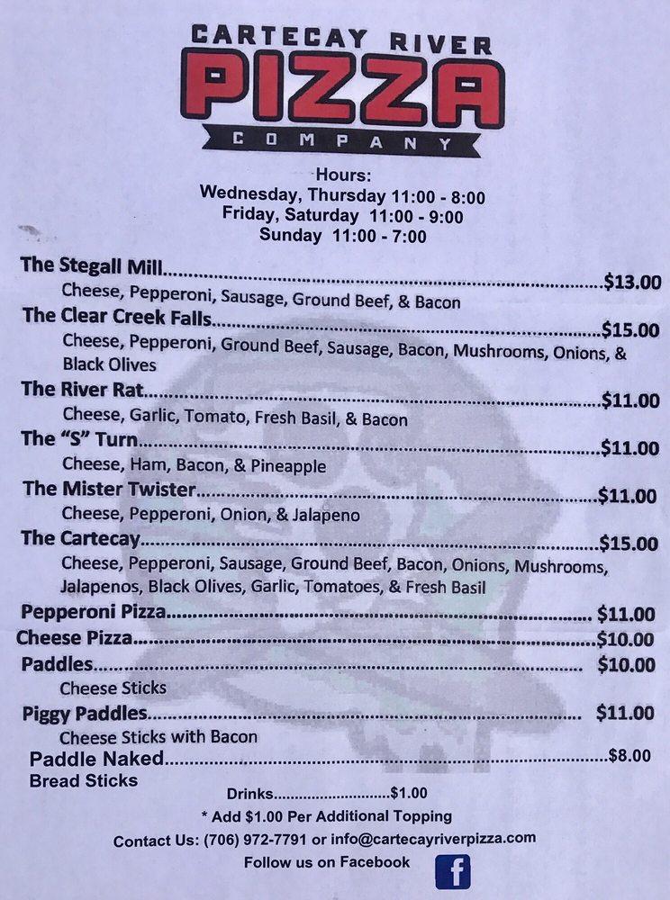 Menu at Cartecay River Pizza Company pizzeria, Ellijay, GA-52