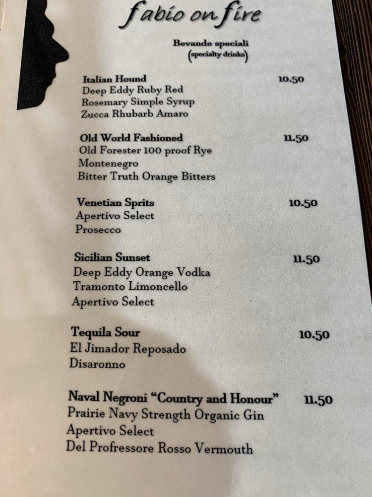Menu at Fabio On Fire Pizzeria Italiana, Peoria, W Lake Pleasant Pkwy 101