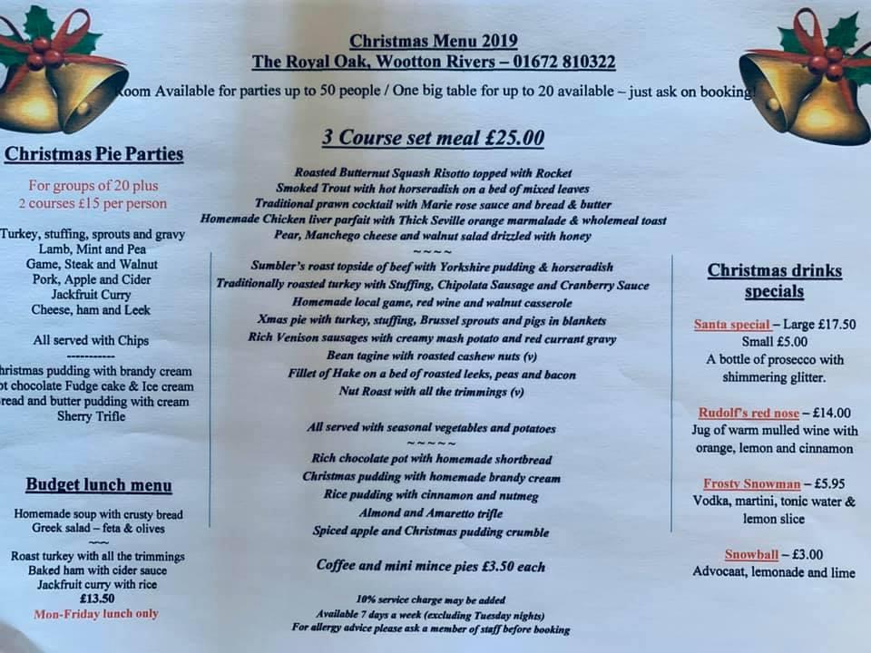 Menu At The Royal Oak Pub And Bar Wootton Rivers Forest Rd