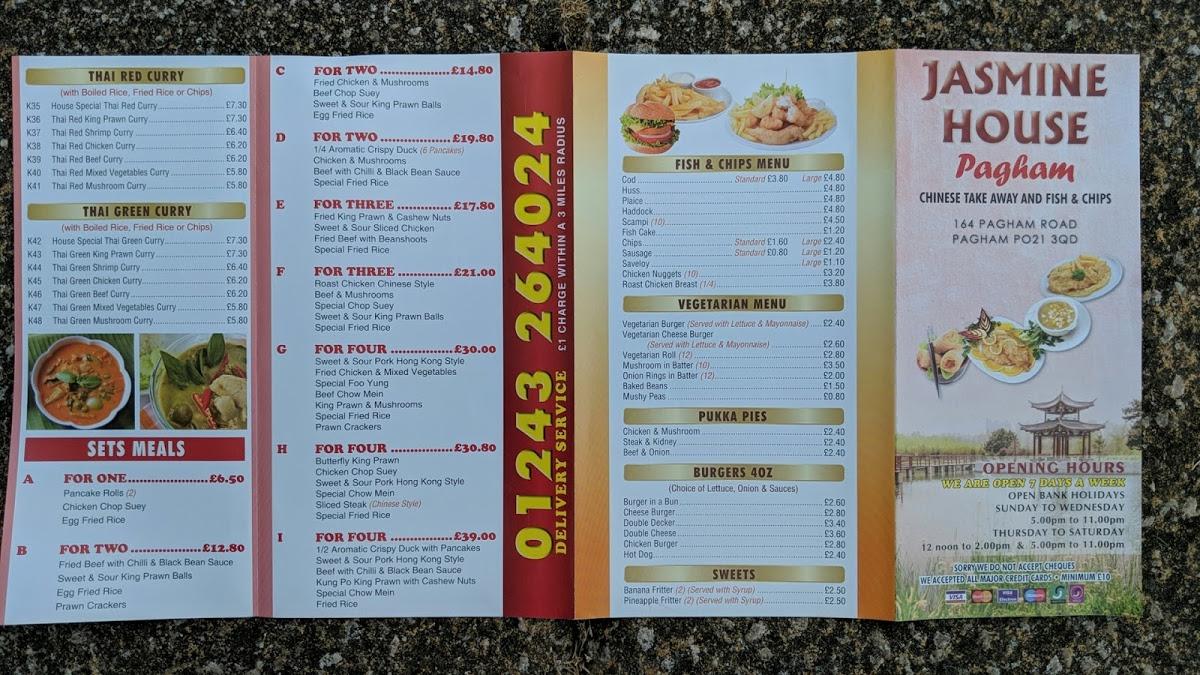 Menu at Jasmine House fast food, Bognor Regis, 164 Pagham Rd