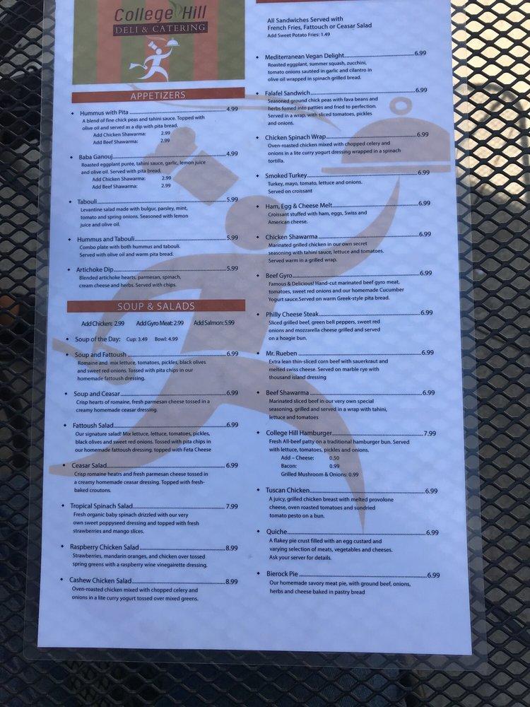 Menu at College Hill Deli & Catering restaurant, Wichita