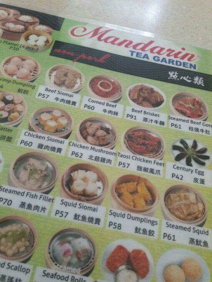 Carta del restaurante Mandarin Tea Garden, Dávao, Gaisano Mall