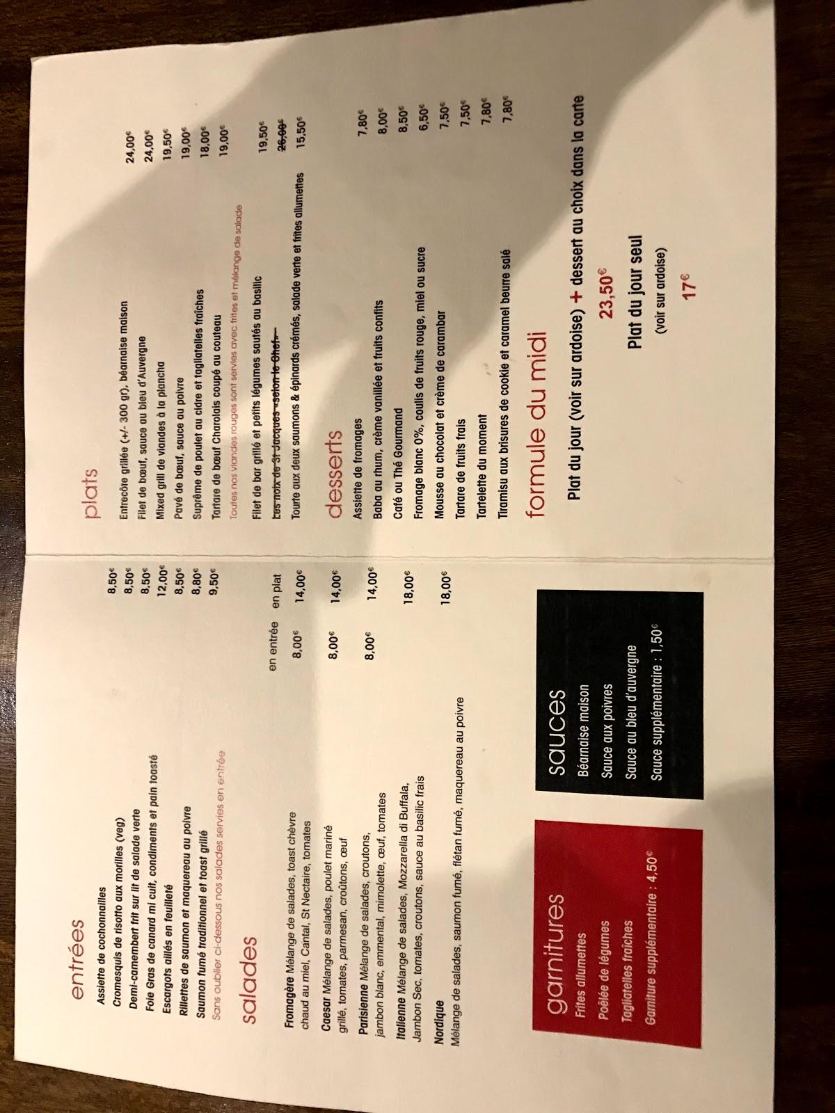 menu de le saint sauvage