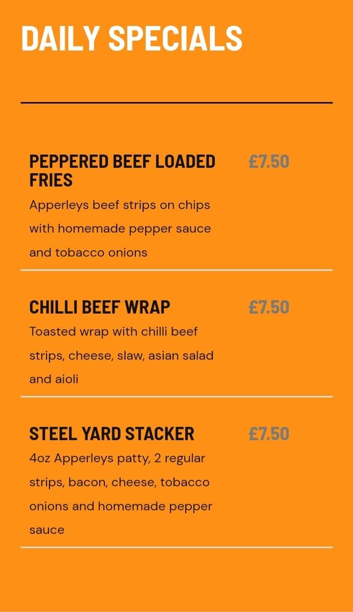 Menu at STEEL YARD CAFE, Ballymoney, 10 Landhead Rd