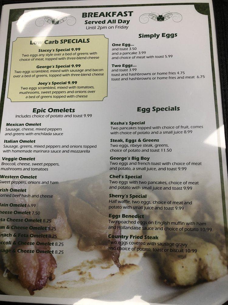 Menu at Top of the Morning Cafe, Utica