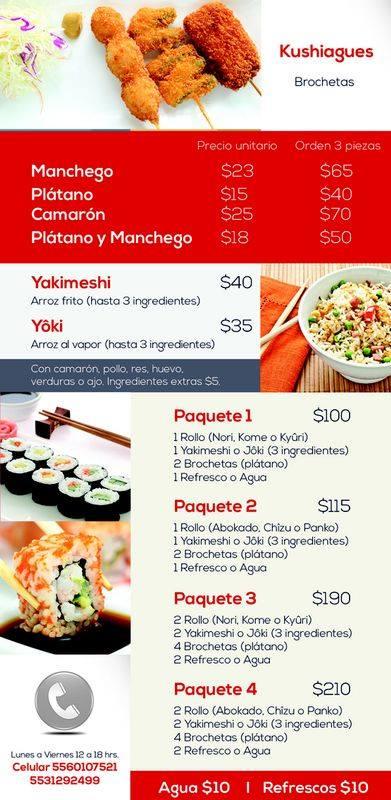 Menu at SHIRO SUSHI MEX, Mexico City