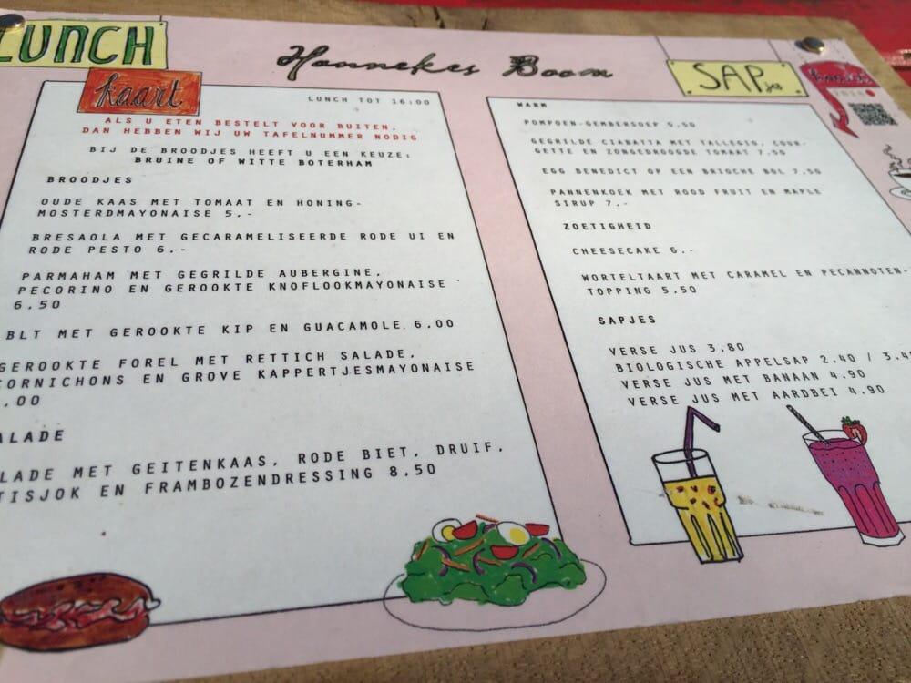 Menu At Hannekes Boom Amsterdam