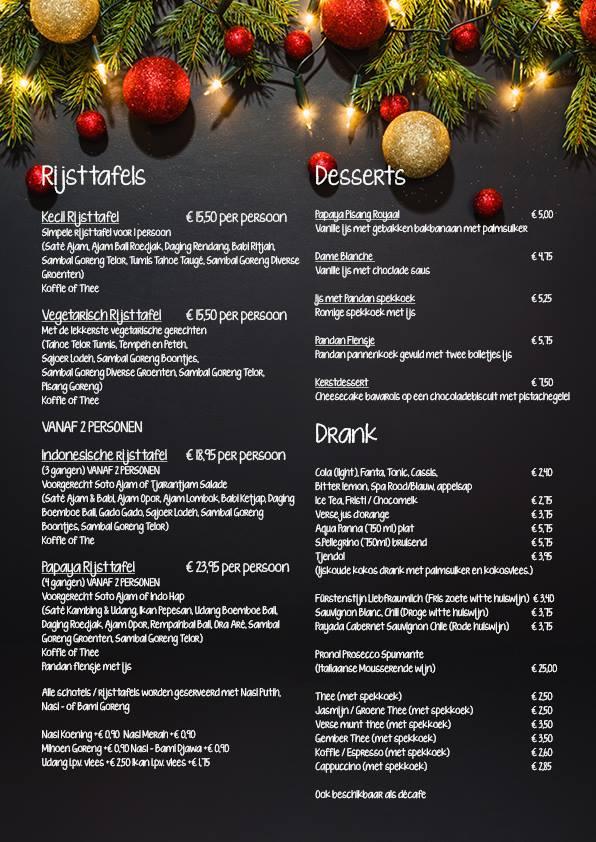 Menu at Papaya, Breda