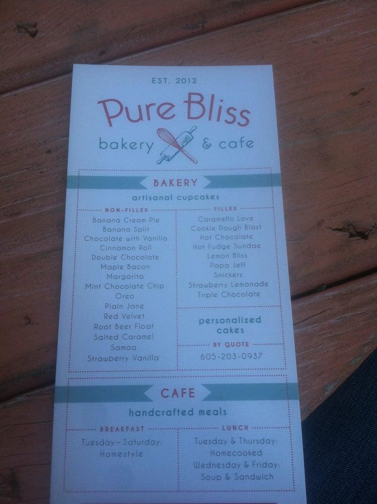 Menu at Pure Bliss Bakery & Cafe, Pierre