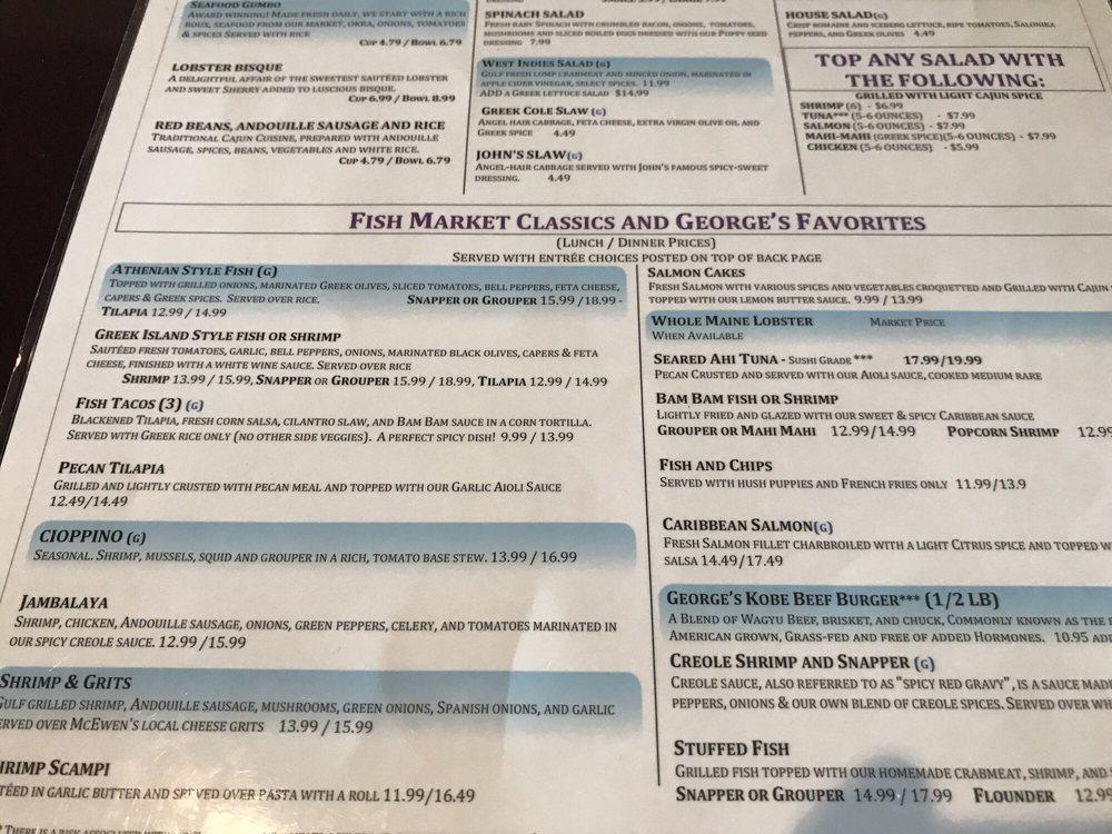 Menu at The Fish Market Restaurant, Birmingham, US31