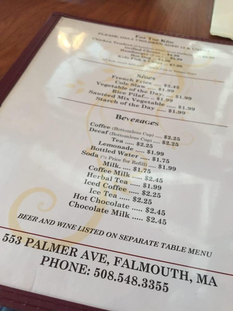 Menu at Crabapple's restaurant, Falmouth