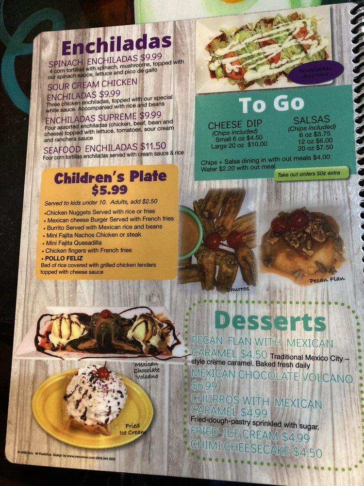 Menu at Margaritas Mexican Restaurant and Cantina, Murfreesboro