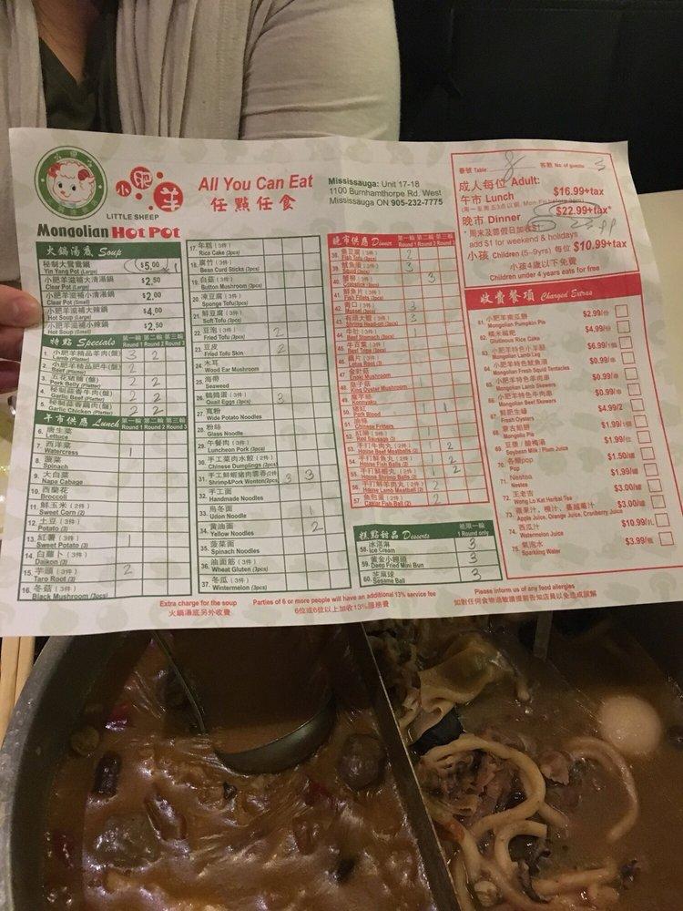 Menu at Happy Lamb Hot Pot, Mississauga restaurant, Mississauga