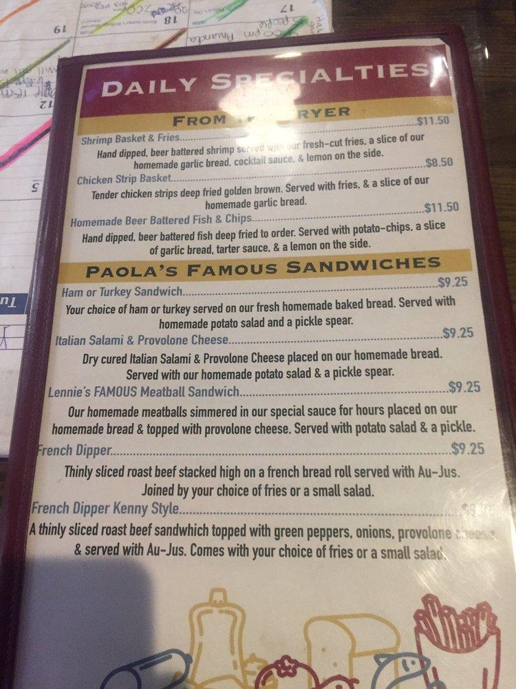 Menu at Paola's Pizza Barn, Sandy