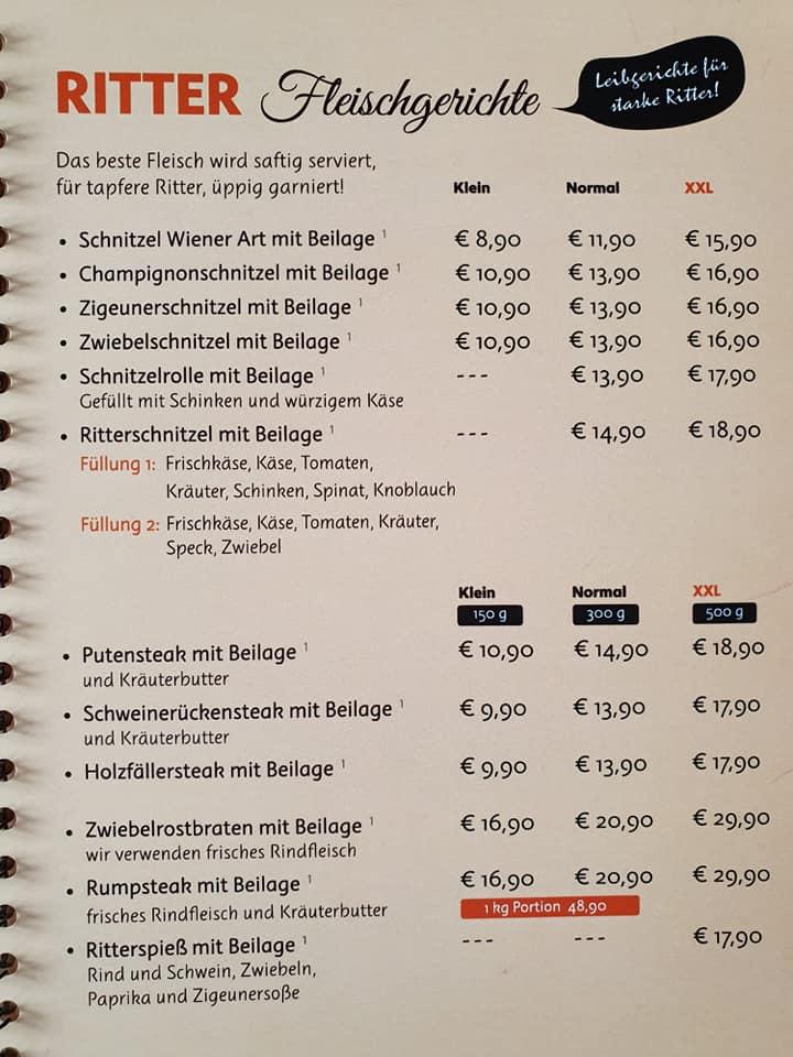 Speisekarte von Landgasthof Ritter XXL Restaurant und Landhotel ...