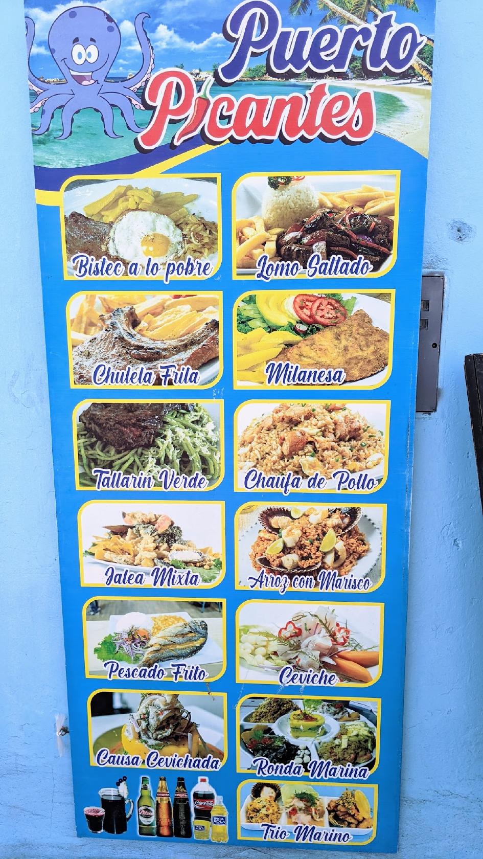 Menu at Puerto Picante restaurant, Tacna