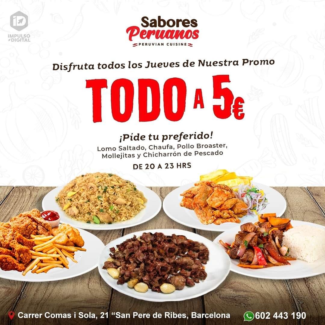 Menu at Sabors Peruans Restaurant, Sant Pere de Ribes