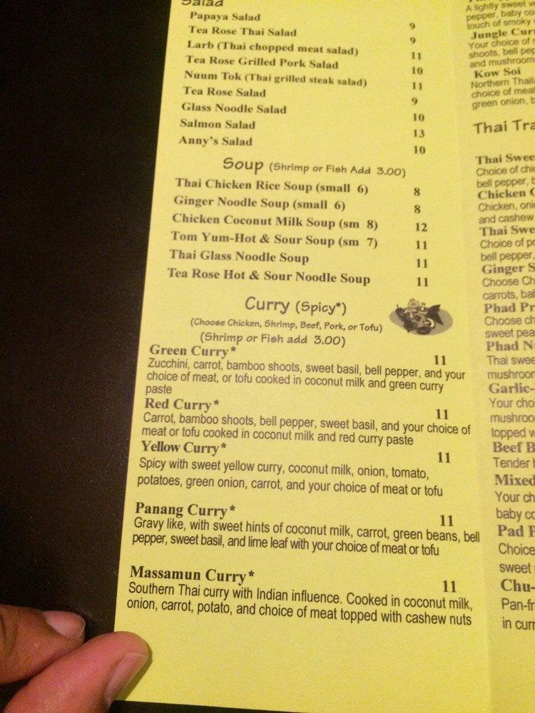 Carta del restaurante Tea Rose Diner, Murray