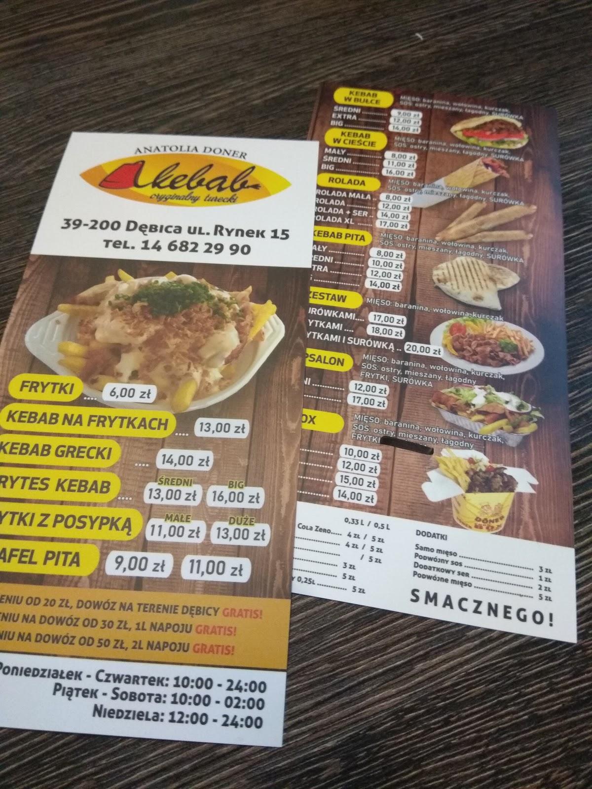 Menu At Anatolia Doner Kebab 2 Restaurant, Debica