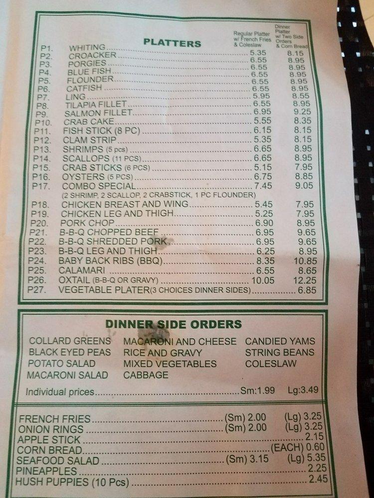 Carta del restaurante EC Fish Market, Municipio del Willingboro