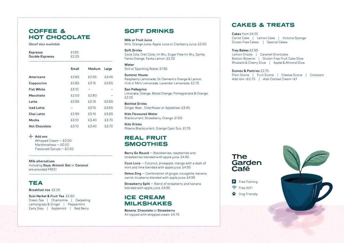 Menu at The Garden Cafe, Glencarse