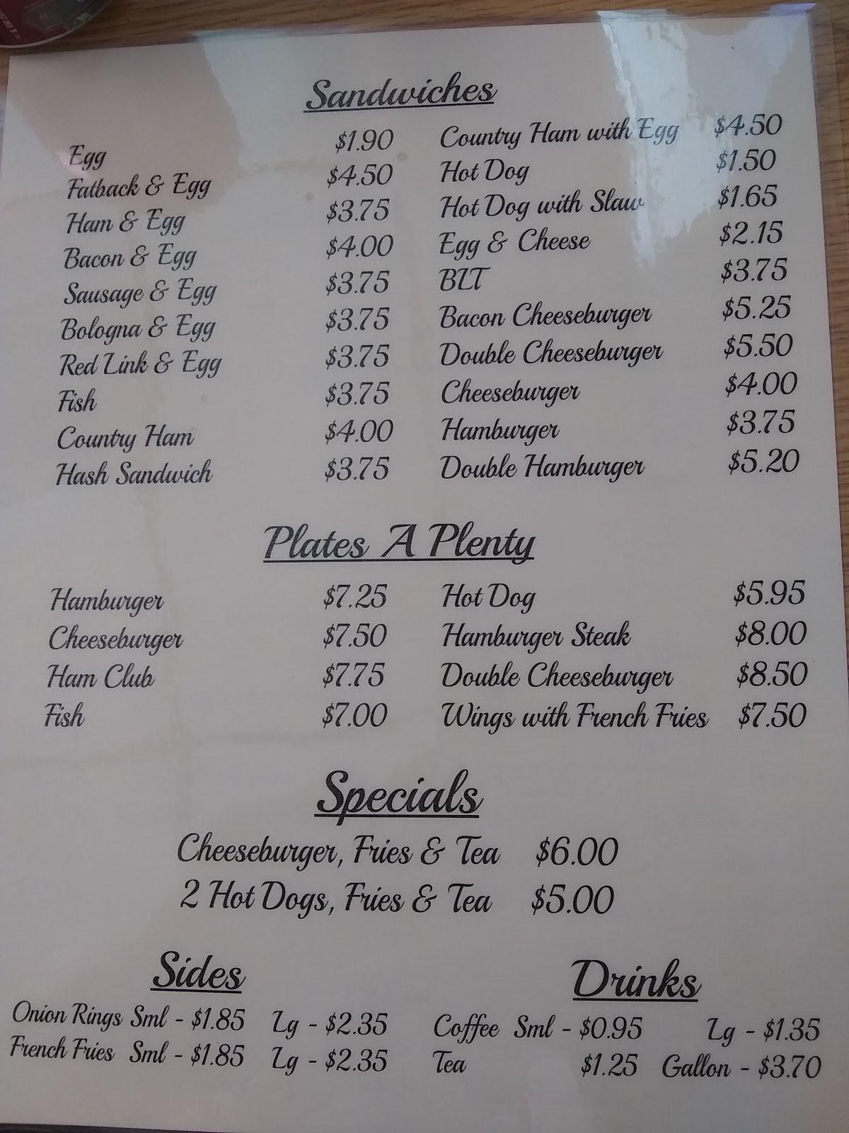 Menu At Aunt B's Cafe, Spartanburg