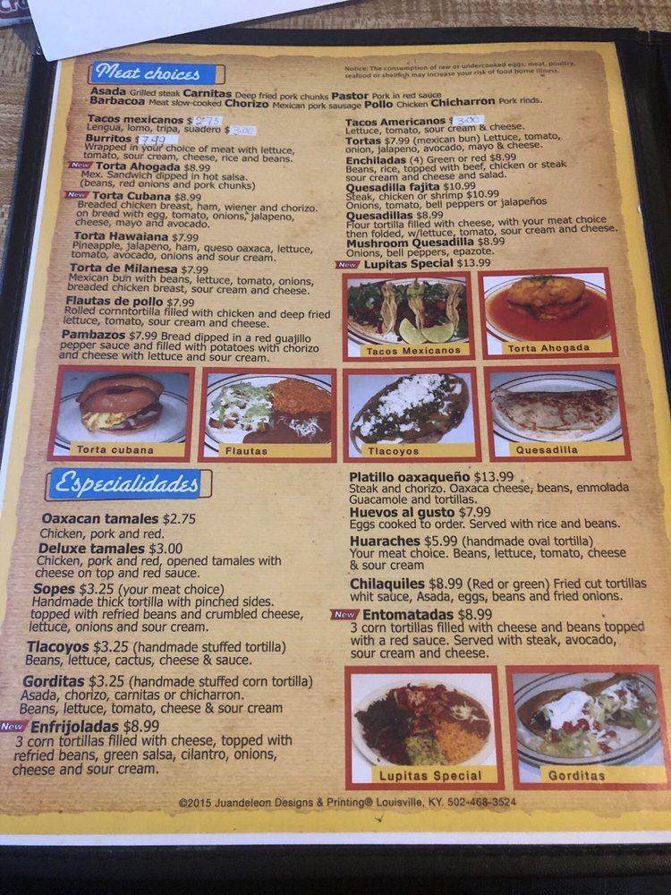 Menu At La Lupita Restaurant Clarksville