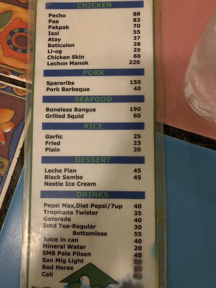 Menu at Chicken House Main Branch restaurant, Bacolod, 24th Lacson St