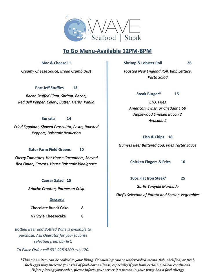 Menu At Wave Seafood Steak Restaurant Port Jefferson 25 E Broadway   R81e WAVE Seafood Kitchen Menu 